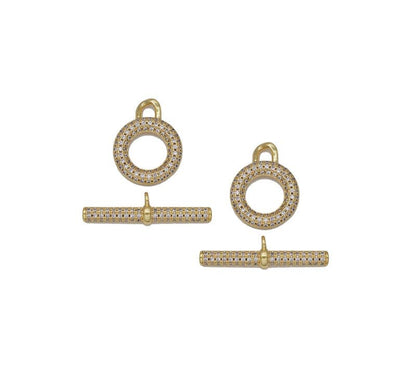 Gold CZ Round Bar Clasp, Sku#LD333