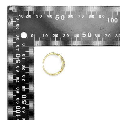 Gold CZ Anchor / Mariner Link Adjustable Ring, Sku#LD559
