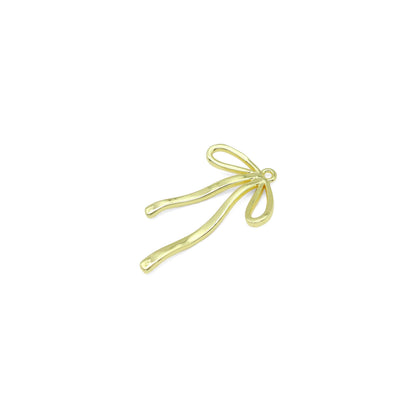 Slinky Gold Bow Shape Charm Pendant, Sku#LD665