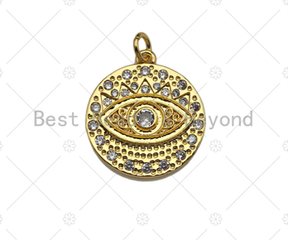 Gold Silver CZ Evil Eye Charm, Sku#L415