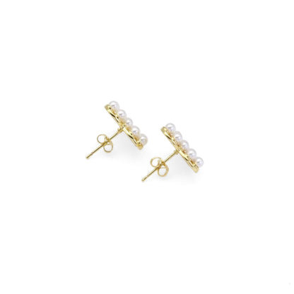 Pearl Heart Stud Earrings, Sku#LK857