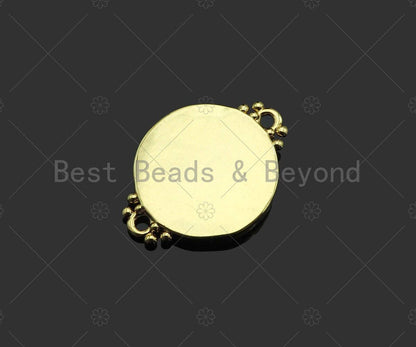 Gold Filled White Enamel Virgin Mary On Round Coin Shape Connector, 18K Gold Filled Enamel Link, Enamel Jewelry, 22x17mm,Sku#LD108
