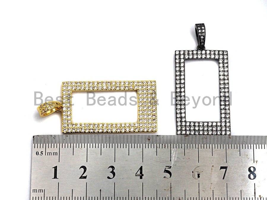 Clear CZ Micro Pave Hollow out Rectagular Shape Pendant, Gold/Rose Gold/Silver/Gunmetal Geometric Frame shape pendant, 20x45mm, sku#X58