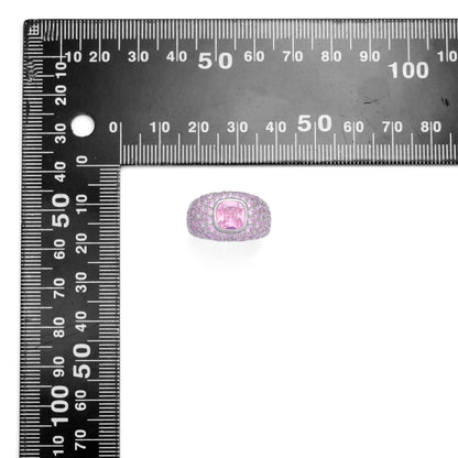 Big Pink Square CZ Statement Adjustable Ring, Sku#A329