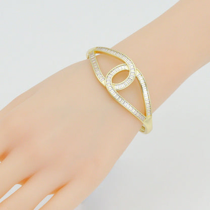 Baguette CZ Large Oval link Bracelet, Sku#LK1144