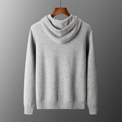 Men's Solid Color Casual Hooded Knitted Sweatshirt Long Pants Set