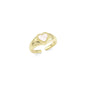Gold CZ Mother of Pearl Heart Adjustable Ring, Sku#LD464c