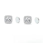 Magnetic CZ Square Halo Stud Earrings for Men Women, Non-Piercing Clip On Studs, Square Cubic Zirconia Stainless Steel