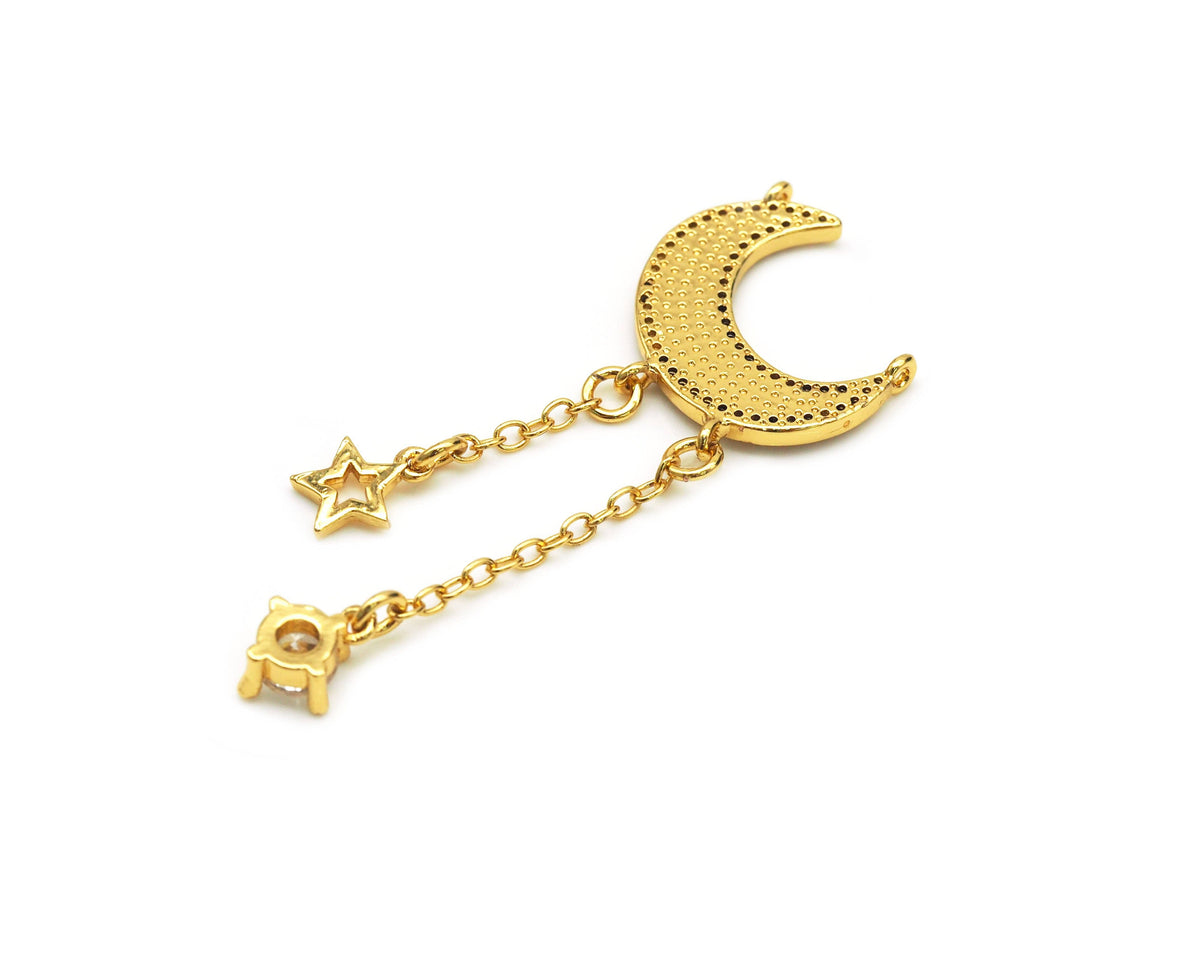 Crescent Moon with Star Charm, Sku#JL92
