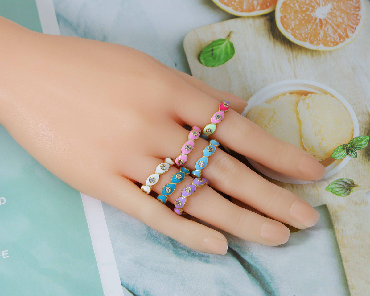 Evil Eye Stackable ring, Sku#X305