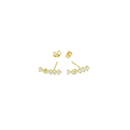 Dainty four Dots Round Triangle CZ Earrings, Sku#A361