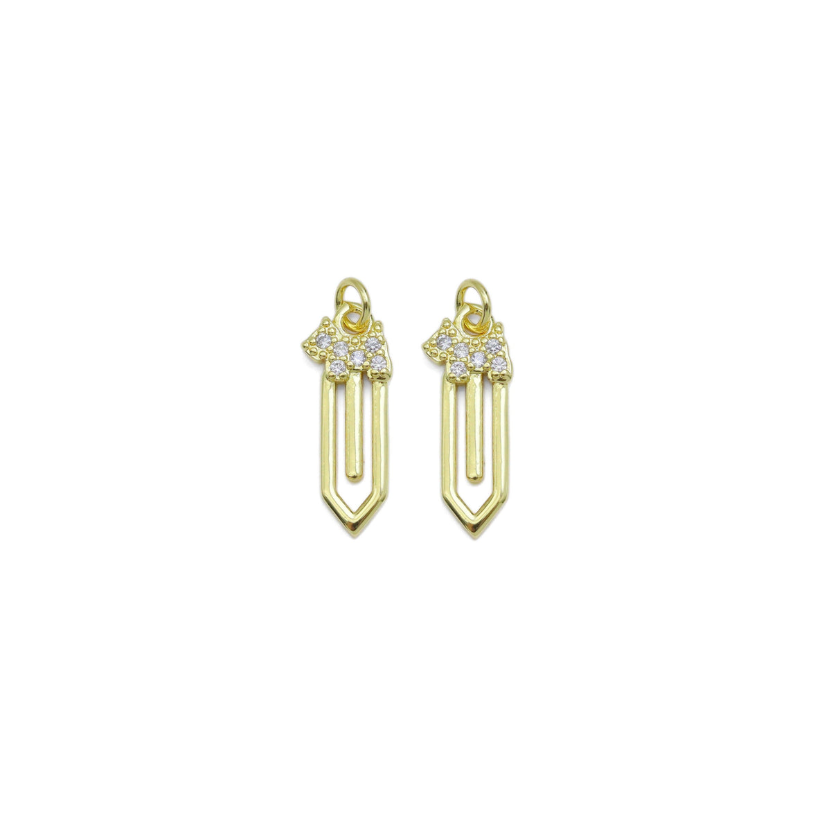CZ Sword Shape Arrow Gold Charm, Sku#LK936