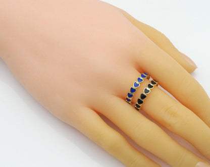 Gold Colorful Enamel Heart Adjustable Ring, Sku#JL173