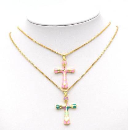 Enamel Cross Pendant, Sku#JL100