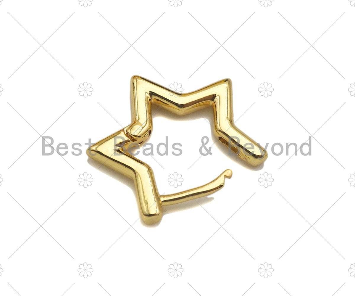 Gold Five Point Star Huggie Earring, Sku#LD61
