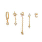 Multi Sets of Chic Star&Moon Earrings, 3-6pcs, 18k Gold Plated Stud Drop Hoop Huggie Cuff Chain, S925 Needle