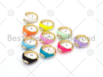 Colorful Enamel With Oval CZ Adjustable Ring,Sku#X250