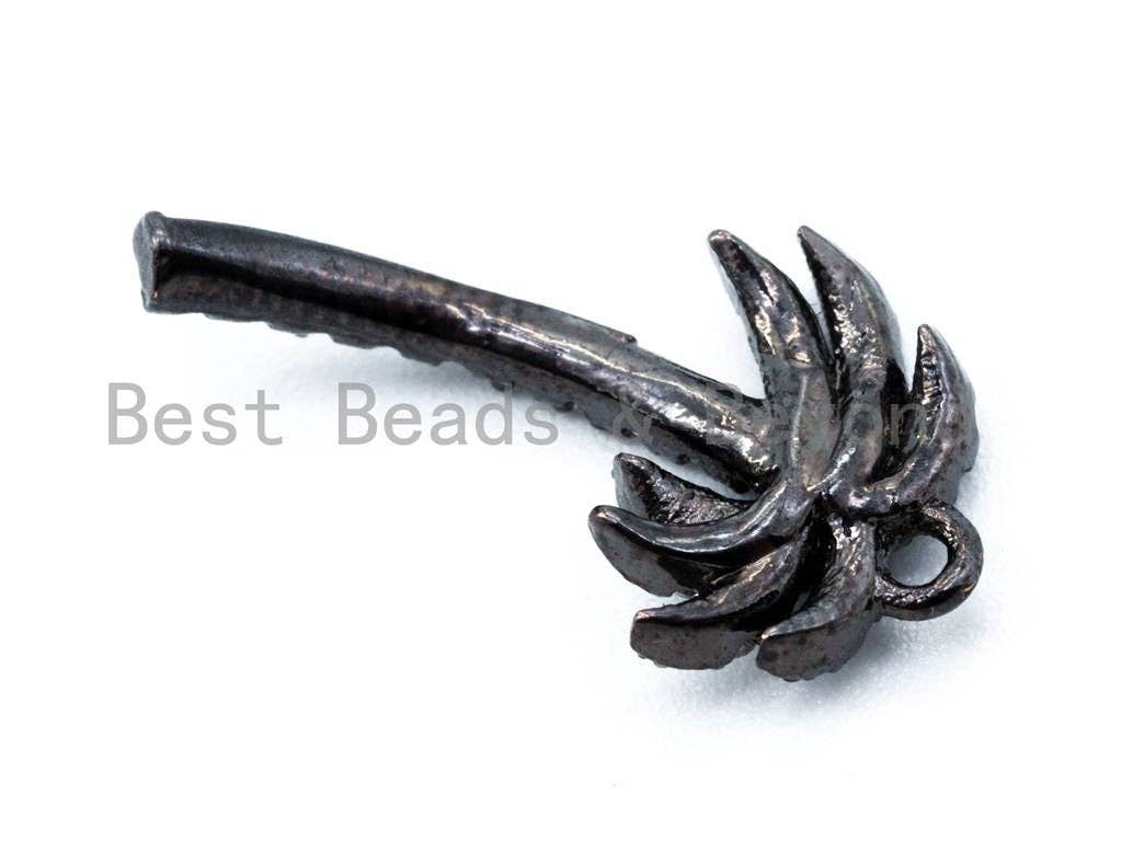 9x18mm CZ Micro Pave Palm Tree Charm, Pave palm tree charm pendant, Gold Rose Gold Silver Black Pave Palm tree Charm, 1pc/2/5pcs sku#B21