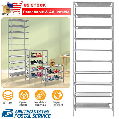 10-Tier Shoe Organizer Rack for Entryways & Closets