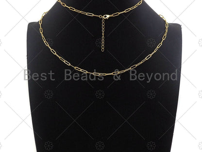 18/16/7 Dainty  Paper Clip Chain Necklace and Bracelet, Sku#LK106