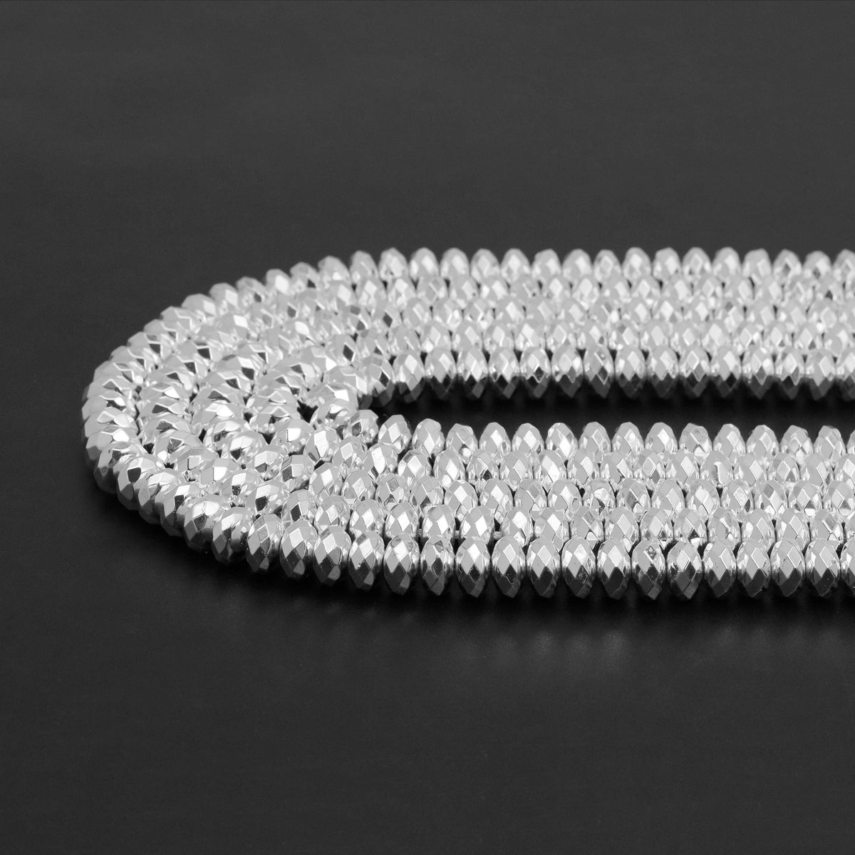 Bright Silver Hematite-2x3/2x4/3x6/3x8/6x10mm Rondelle Smooth /Faceted , SKU#S3