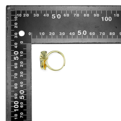 Silver Gold Folded Lotus Leaf flower Statement Adjustable Ring, Sku#A293