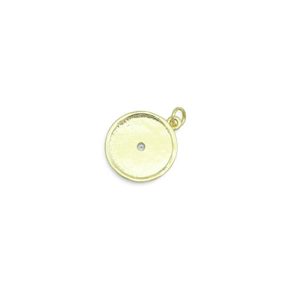 Gold Flower On Round Coin Charm Pendant,Sku#LX864