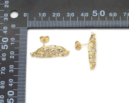 CZ Pave Butterfly Wing Stud Earrings, Sku#LD354
