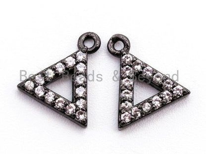 CZ Micro Pave Small Triangle Pendant/Charm, Cubic Zirconia Charm, Fashion Jewelry Findings, Gold/Silver/Rose Gold/Black Color 8x9mm, sku#B75