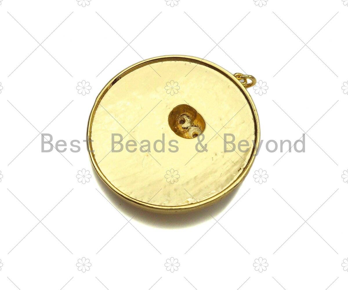 Gold Silver Embossment Lion Head Charm, Medallion Charms, Silver/Gold Lion Head Pendant,Lion Necklace Charms, 35x38mm, Sku#L453