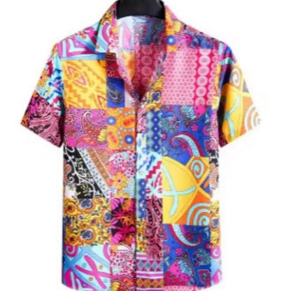 Digital-print Youth Casual Short-sleeve Shirt