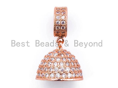 CZ Micro Pave Tassel Head, Gold Plated Tassel, 24x15mm Pendant, Sku#L121
