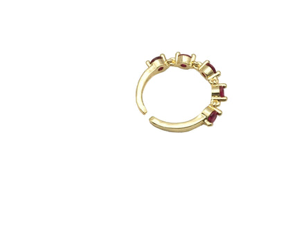 Gold Colorful CZ  Oval Diamond Adjustable Ring, Sku#LD375
