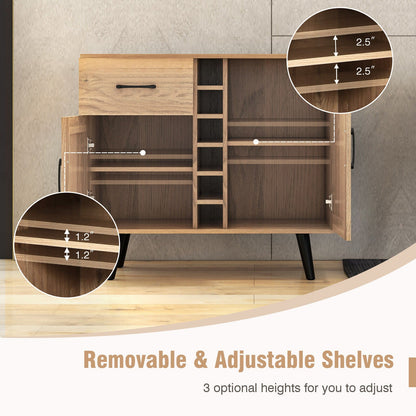 Modern Wine Bar Buffet Cabinet with 6-Bottle Wine Rack
