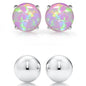 2-Pairs: Pink Opal Stud and Sterling Silver Ball Stud Set