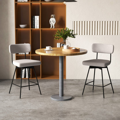25 Inch 2-Piece Modern Upholstered Bar Stools with Back and Footrests