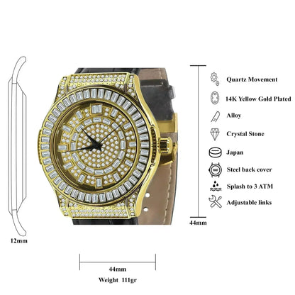 Luxury Gold-Tone Leather Watch - Bold Dial Men's Timepiece | Femstylo