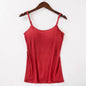 Solid Tank Tops Adjustable Strap Built In Cup Padded Wireless Camisole Camis Vest