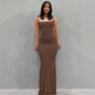 Spaghetti Strap Black Long Sleeveless Skinny Bodycon Dress Y2k
