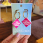 Pink Zodiac Engraved Earrings