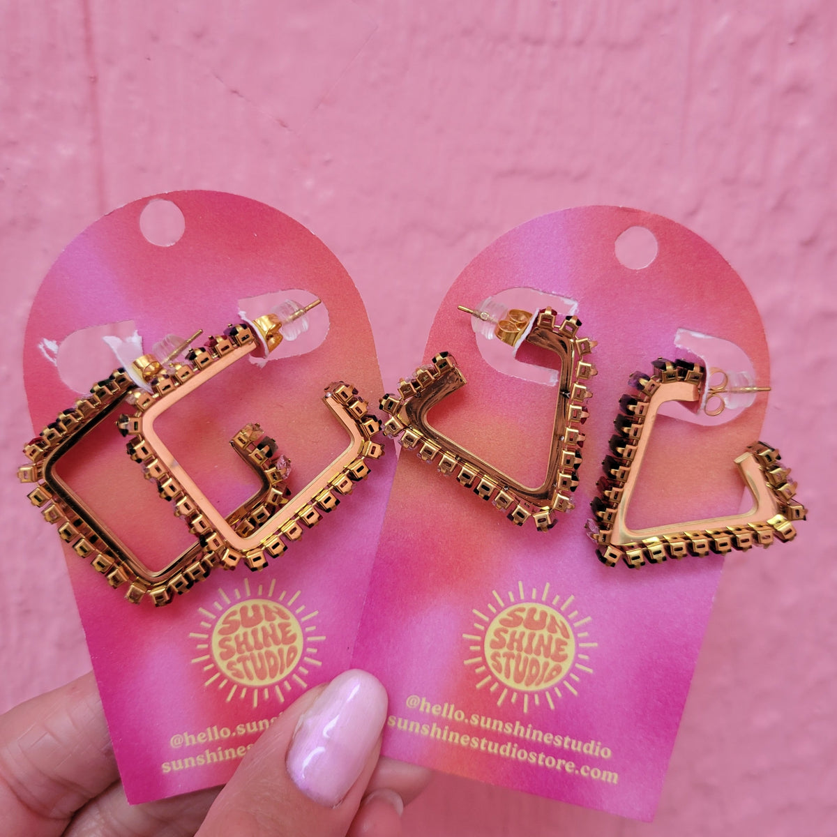 Geo-Gem Trail Hoop Earrings