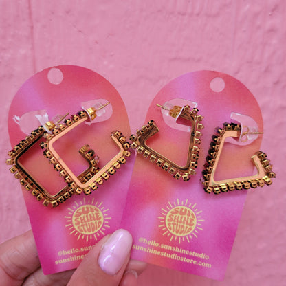 Geo-Gem Trail Hoop Earrings