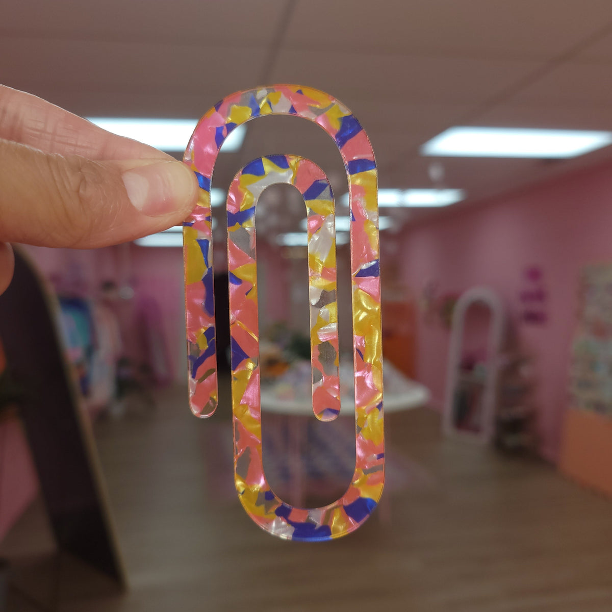 Pink, Yellow, Blue Shell Jumbo Paper Clip