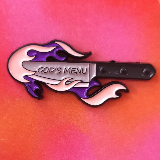 "God's Menu" Knife Enamel Pin