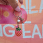 Glitter Strawberry Beaded Keychain
