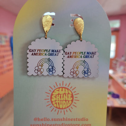 “Gay People Make America Great” earrings