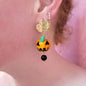 Glass Beaded Jack-O-Lantern Pumpkin Earrings