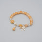 Boho Yellow Beaded Stretch Bracelet With White Ribbon