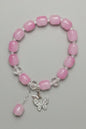 Boho Pink Beaded Stretch Bracelet With Sparkling Butterfly Charm