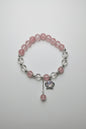 Boho Pink Beaded Stretch Bracelet With Heart Shaped Bead In Crown Charm